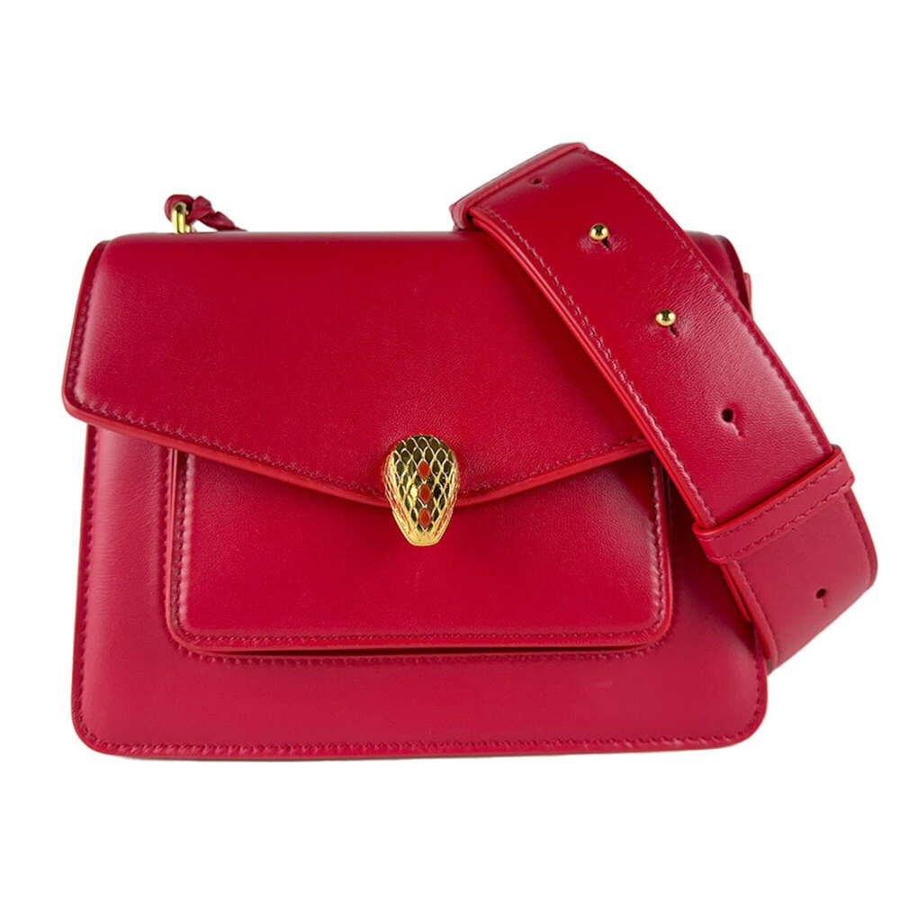 Bulgari BVLGARI Shoulder Bag Handbag Serpenti Forever Leather Red Women's z10914